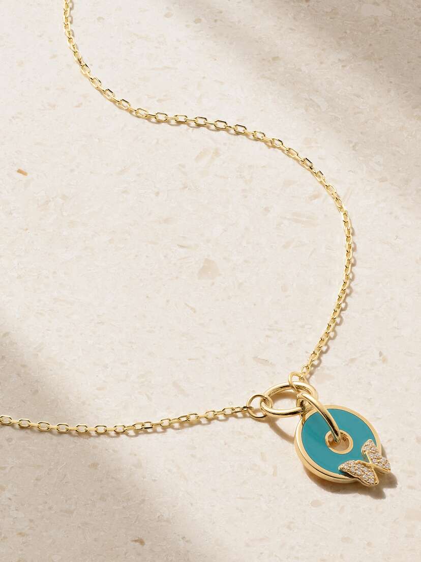 Foundrae Reverie Butterfly 18-karat Gold, Diamond And Ceramic Necklace
