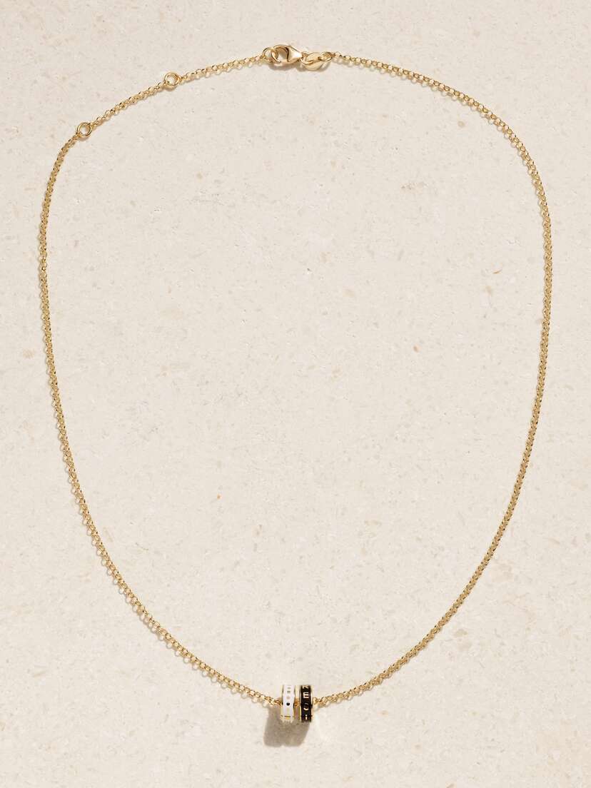 Foundrae Resilience + Wholeness Heart Beat 18-karat Gold And Enamel Necklace