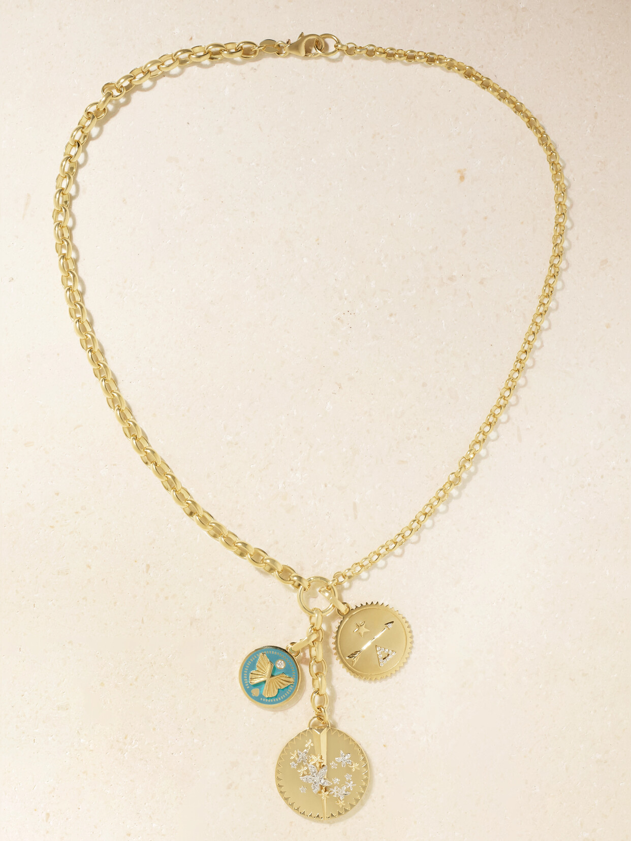 Foundrae 18-karat Gold, Enamel And Diamond Necklace In Grey