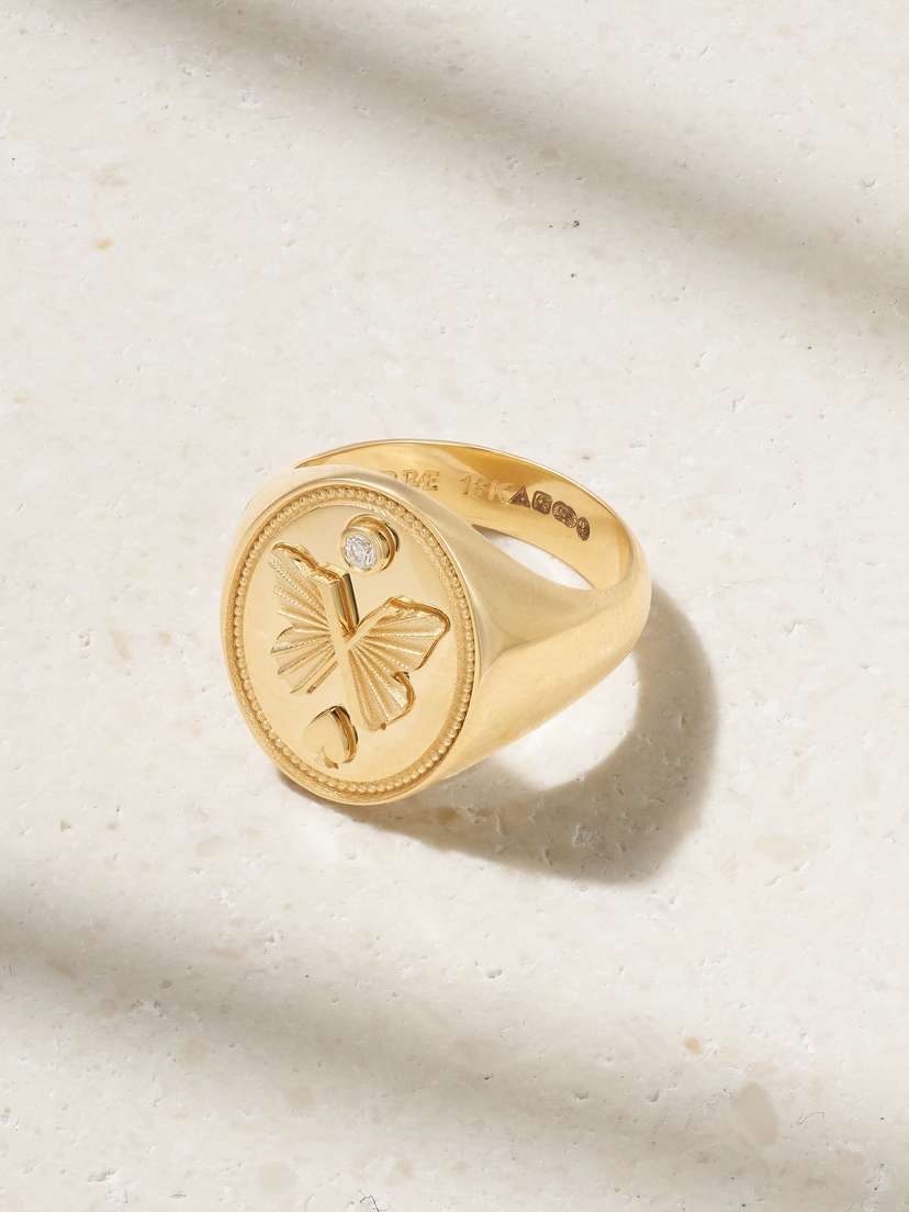 Foundrae Reverie 18-karat Gold Diamond Signet Ring