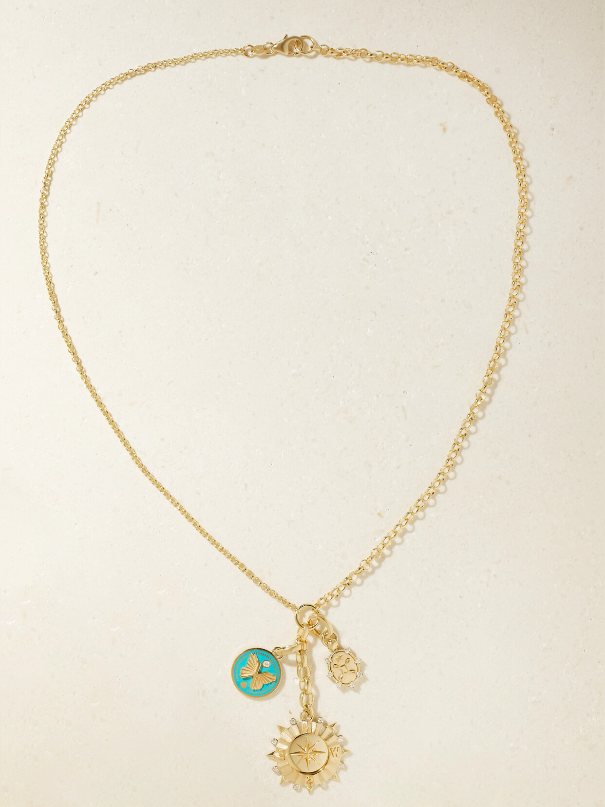 Foundrae 18-karat Gold, Enamel And Diamond Necklace
