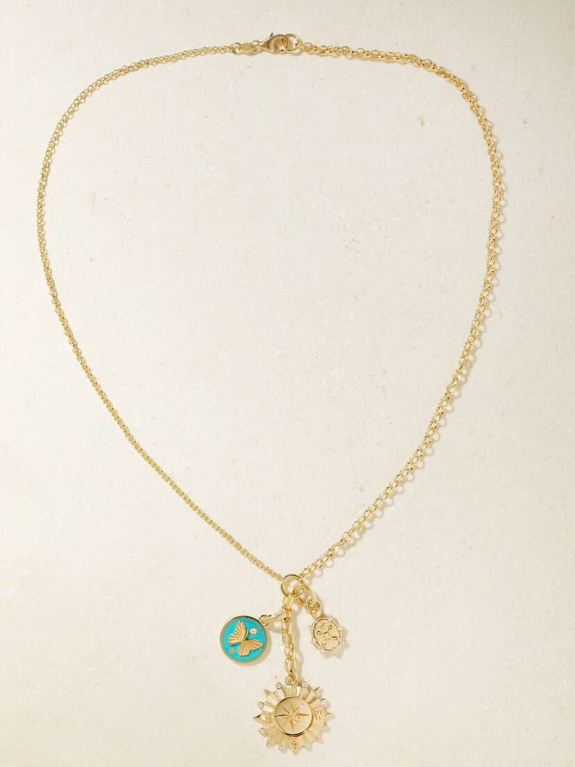 Foundrae 18-karat Gold, Enamel And Diamond Necklace
