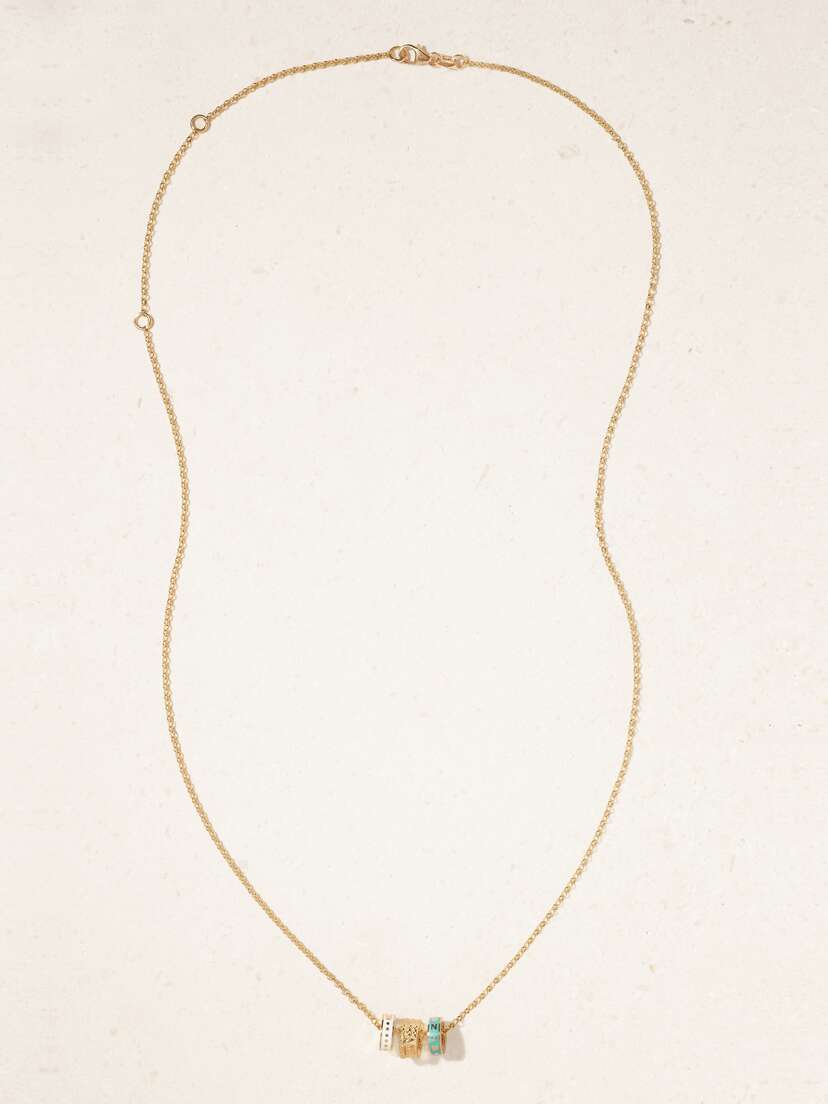 Foundrae Reverie, Snake And Wholeness Tenet Heart Beats 18-karat Gold And Enamel Necklace