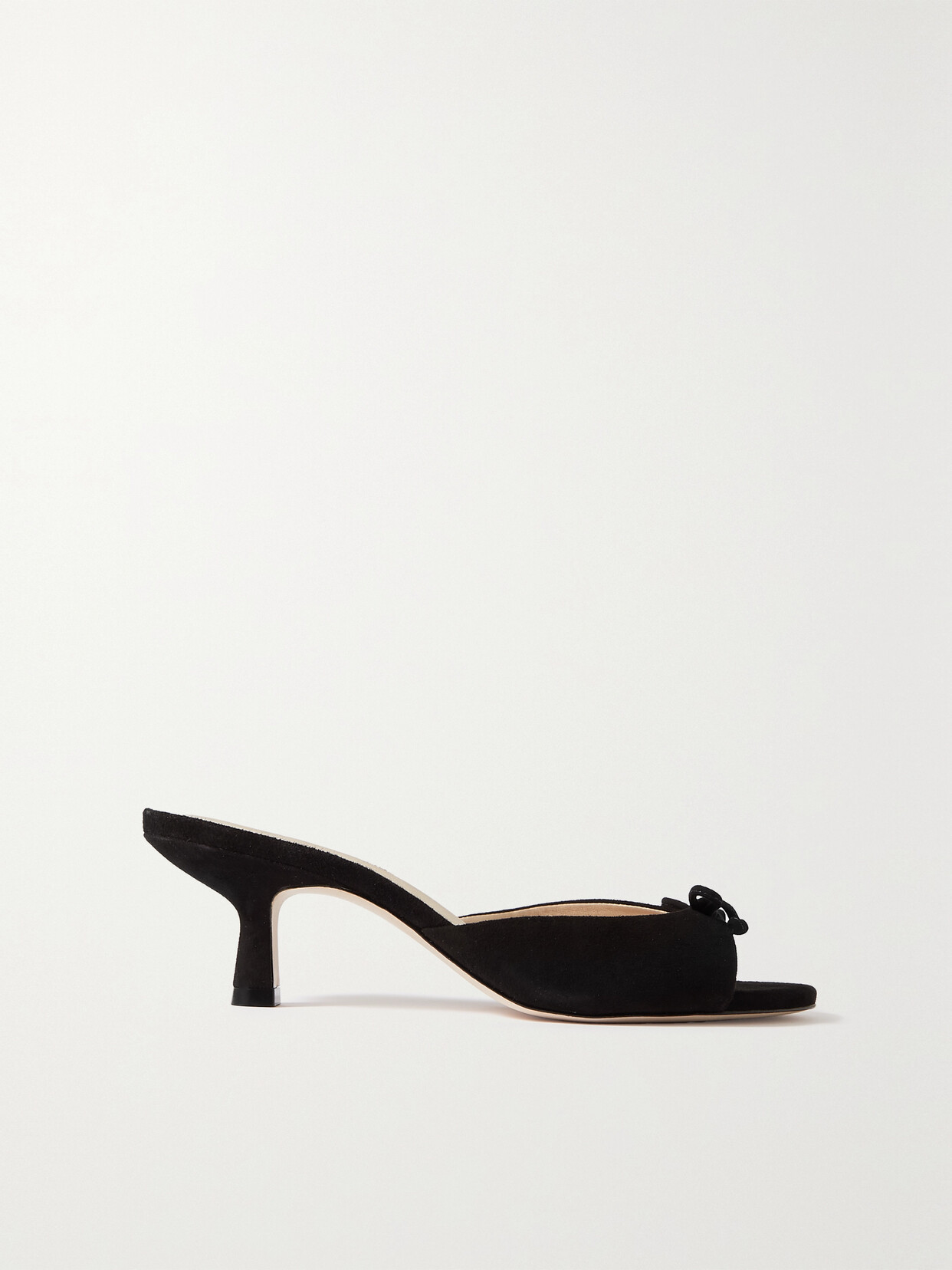 Porte & Paire - Bow-detailed Suede Mules - Black