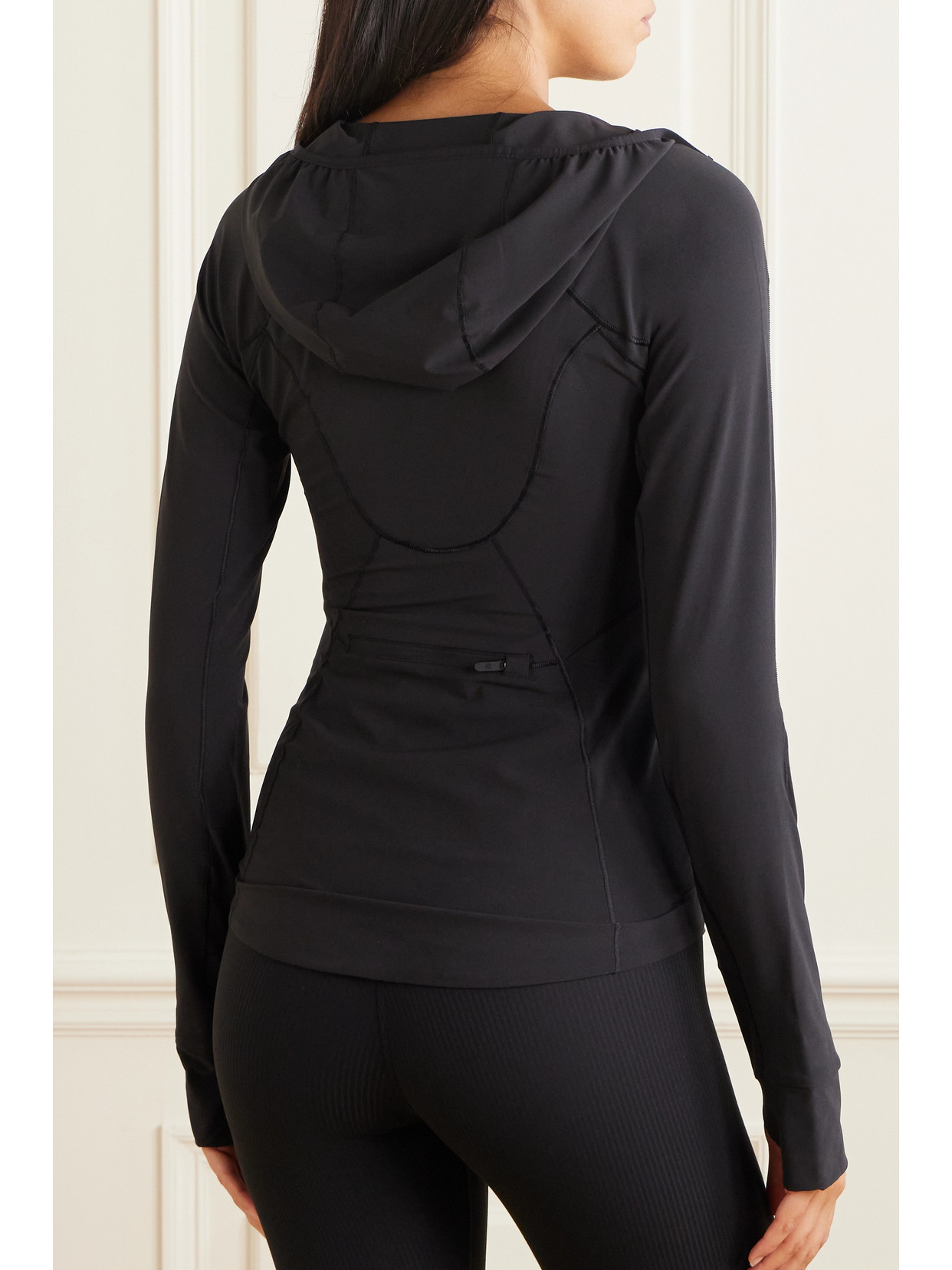 Lululemon Mist Over Hooded Stretch Recycled Jacket In Black