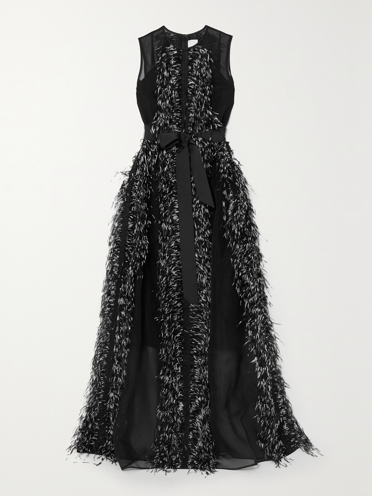 Huishan Zhang Beau Embellished Silk-organza Gown In Black And White