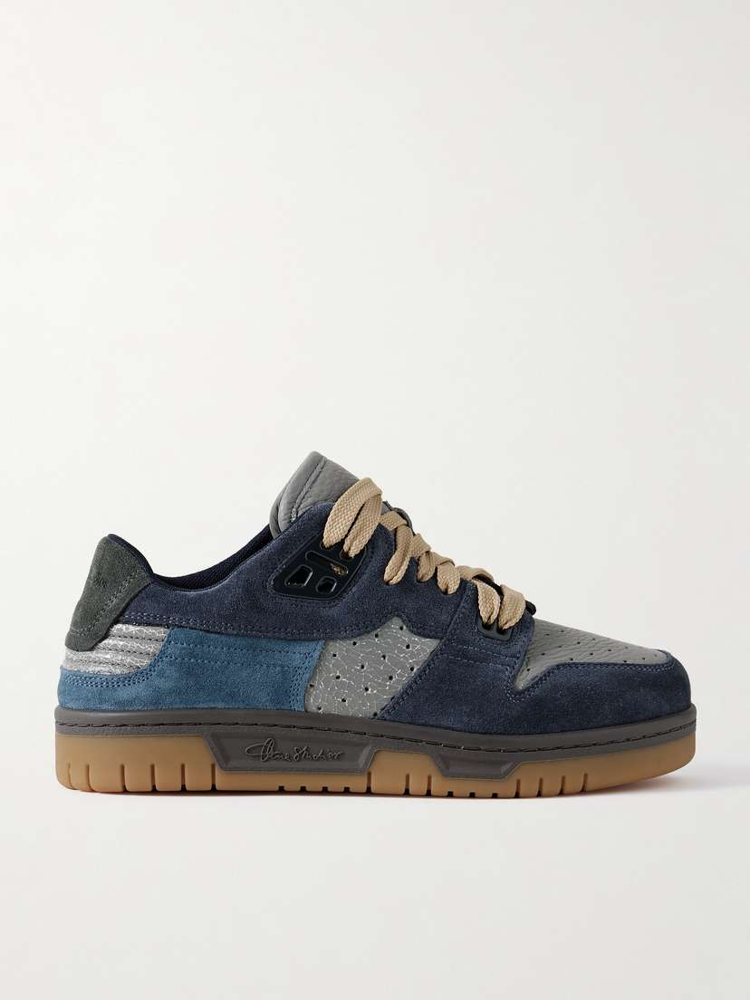 Acne Studios + Net Sustain Suede And Cracked-leather Sneakers