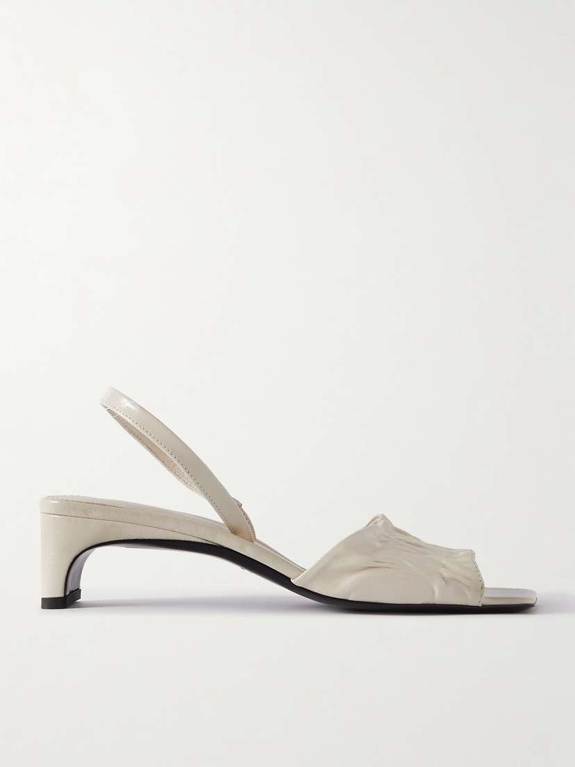 TOTEME + Net Sustain The Gathered Scoop Crinkled Glossed-leather Slingback Sandals