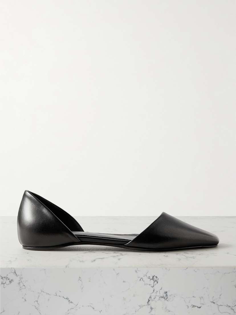 TOTEME + Net Sustain The Asymmetric D'orsay Leather Point-toe Flats