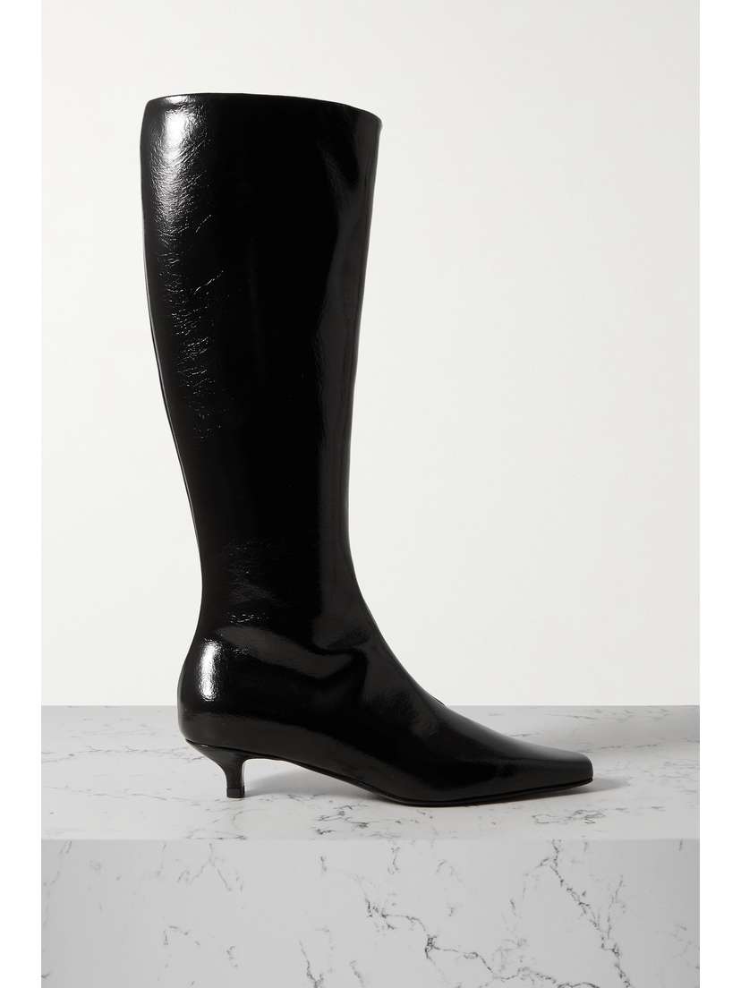 TOTEME + Net Sustain The Slim Crinkled Patent-leather Knee Boots
