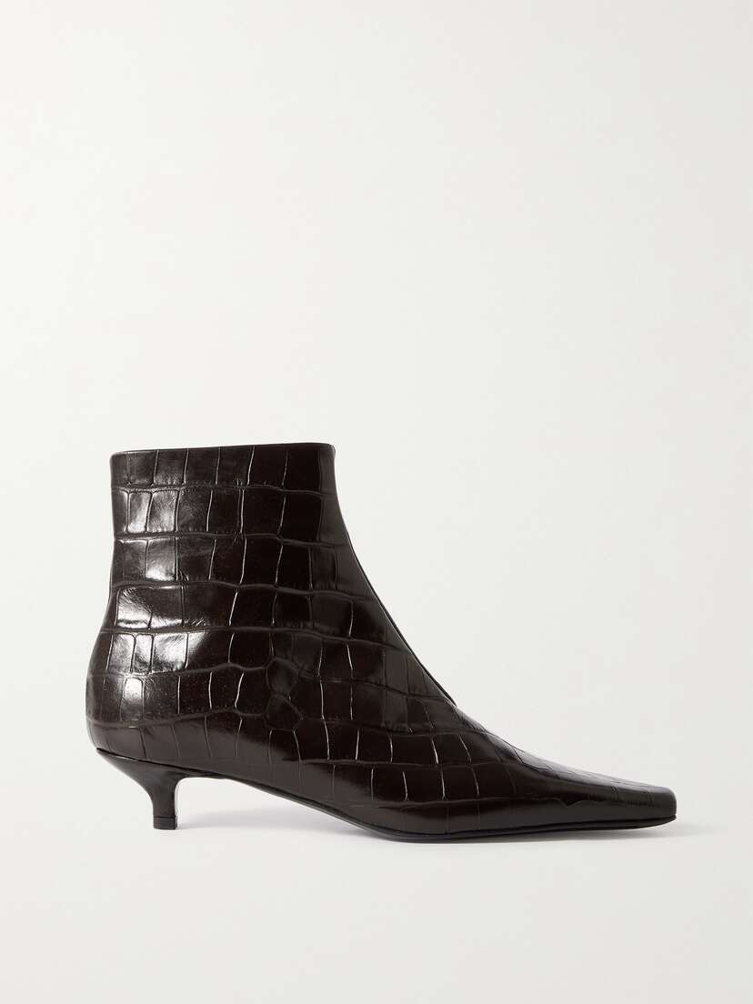 TOTEME + Net Sustain The Slim Croc-effect Leather Ankle Boots