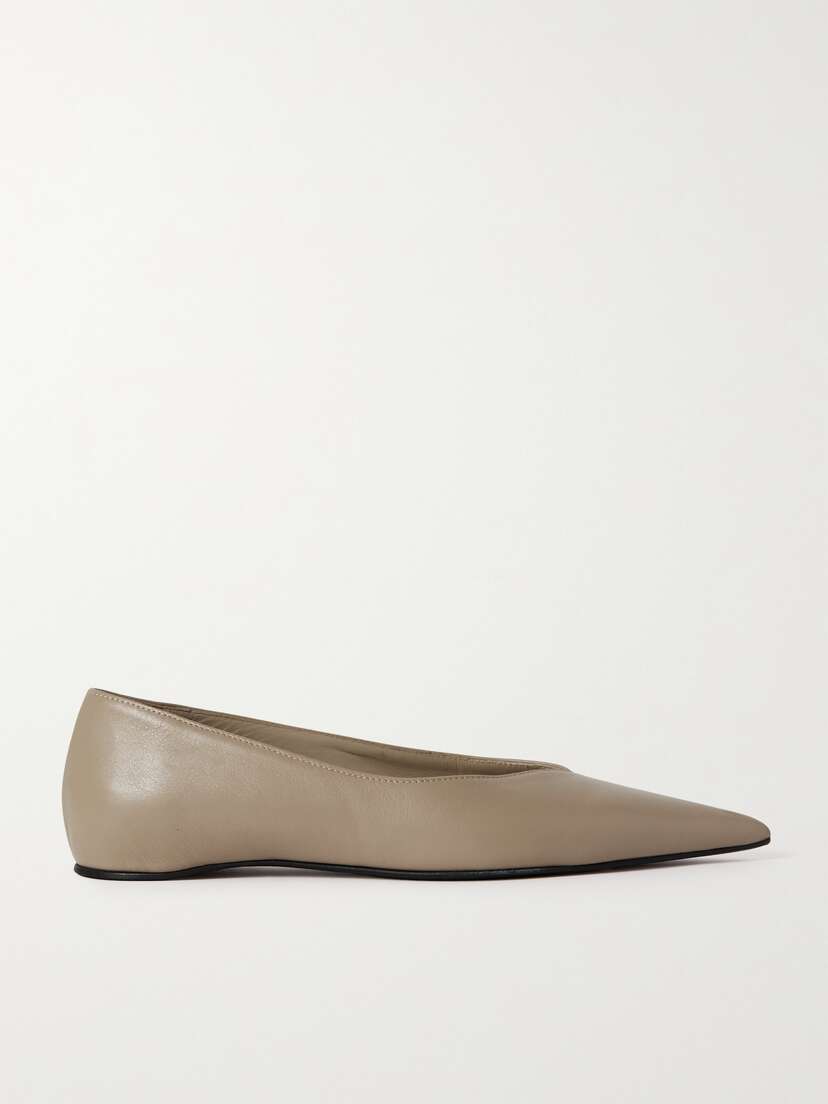 TOTEME + Net Sustain The Asymmetric Ballerina Leather Point-toe Flats