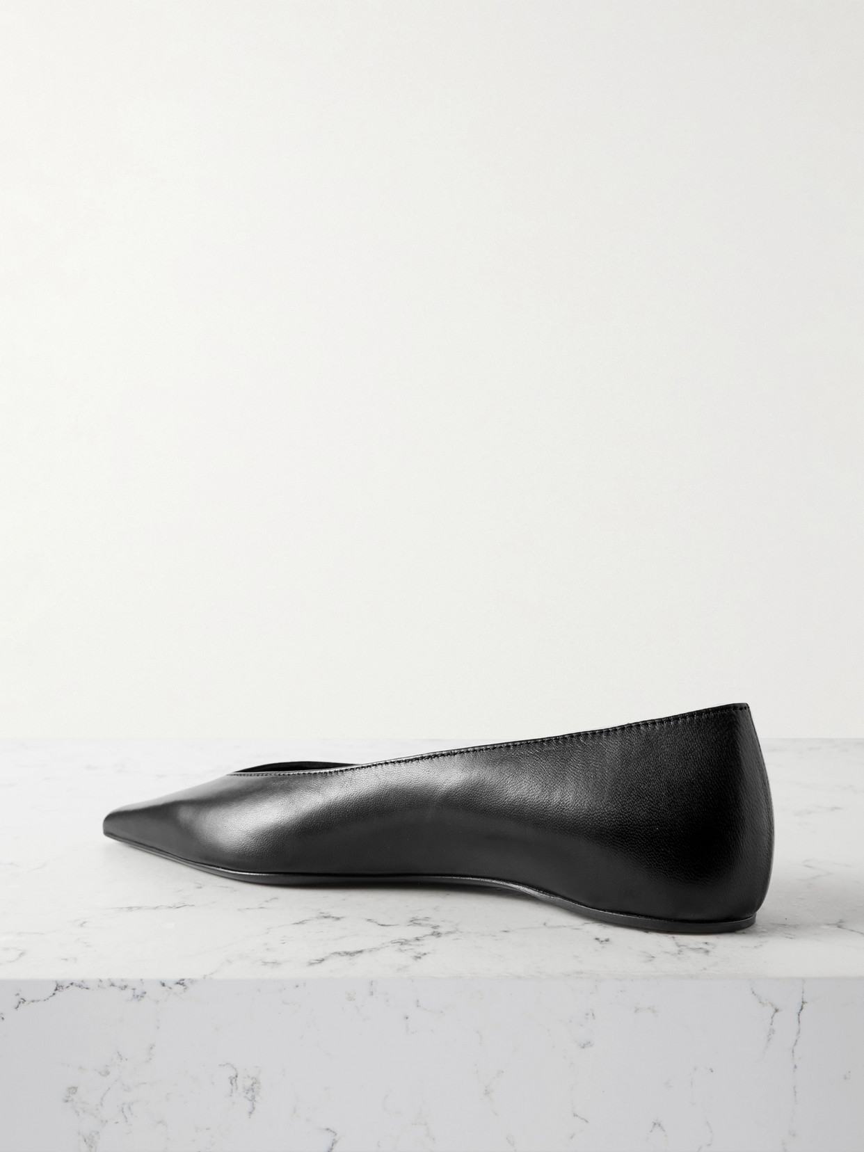 + Net Sustain The Asymmetric Ballerina Leather Point-Toe Flats