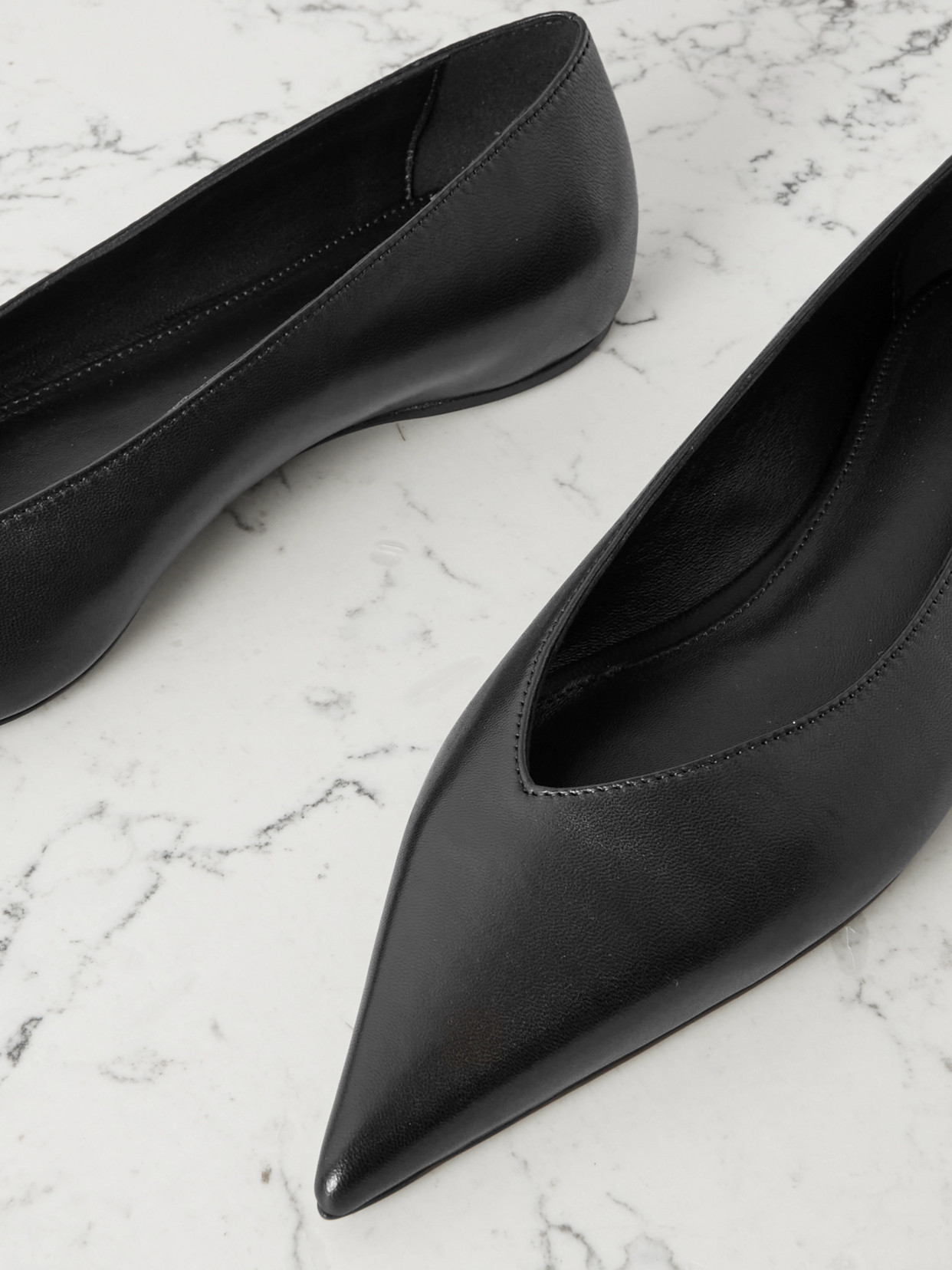 + Net Sustain The Asymmetric Ballerina Leather Point-Toe Flats