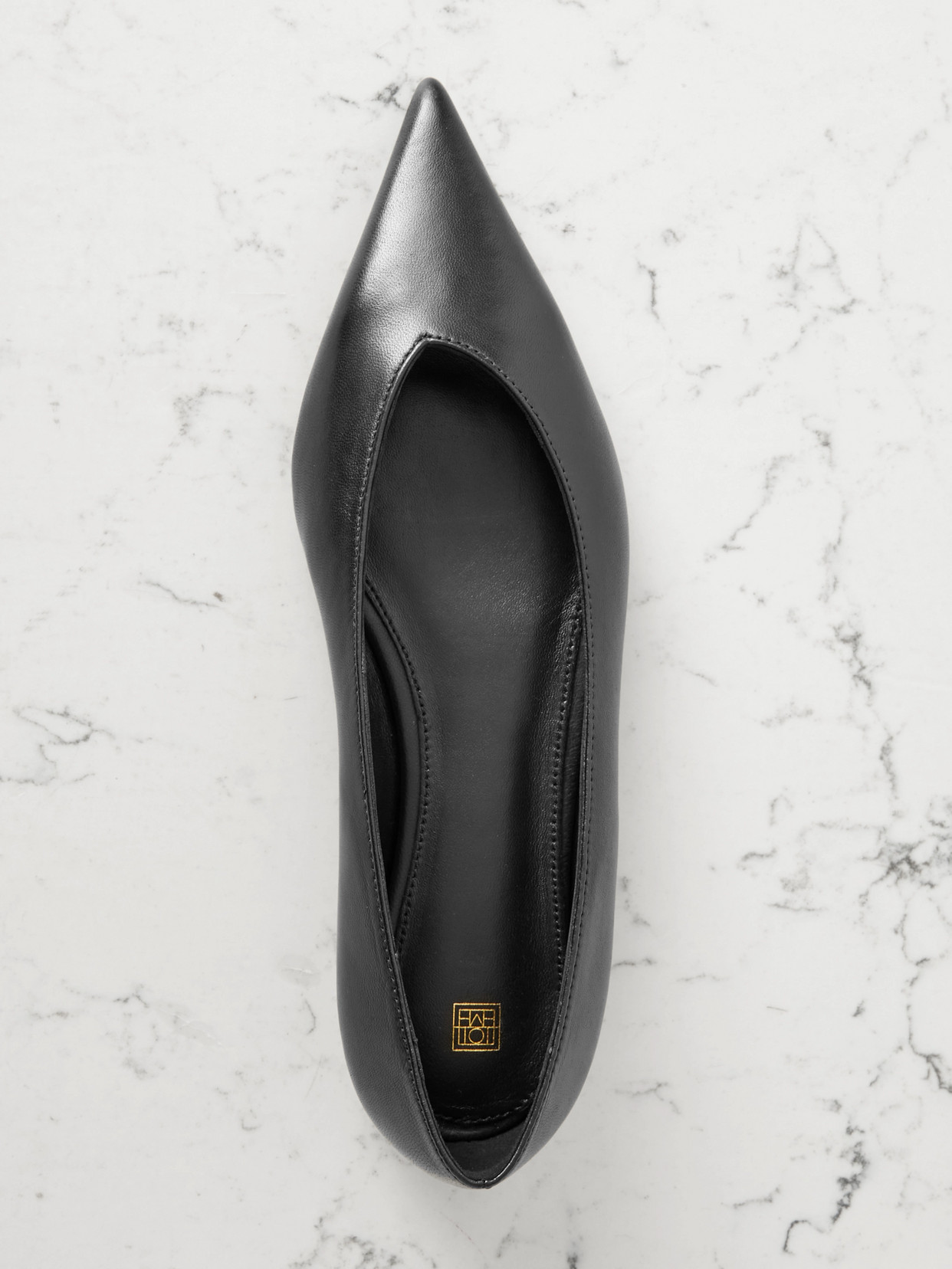 + Net Sustain The Asymmetric Ballerina Leather Point-Toe Flats