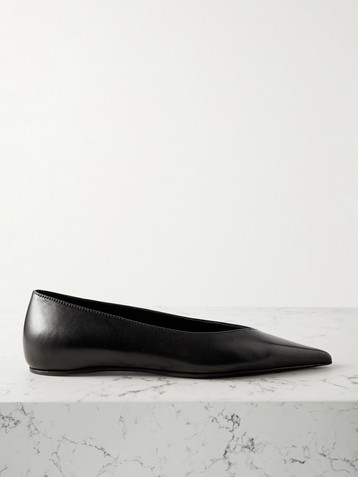 TOTEME + NET SUSTAIN The Asymmetric Ballerina leather point-toe flats
