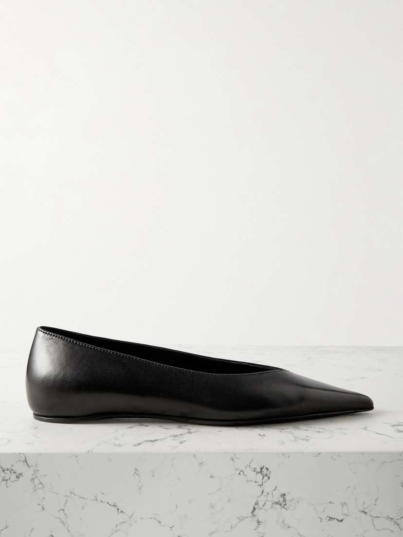 TOTEME + Net Sustain The Asymmetric Ballerina Leather Point-toe Flats