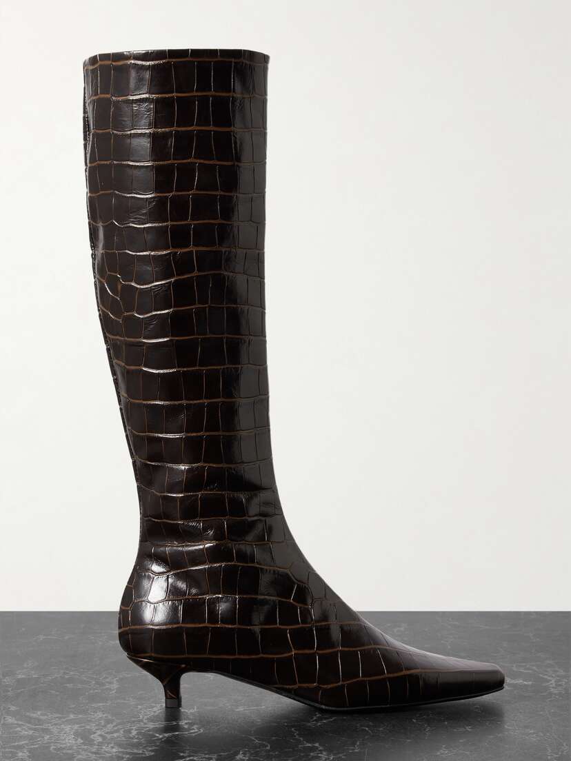 TOTEME + Net Sustain The Slim Croc-effect Leather Knee Boots