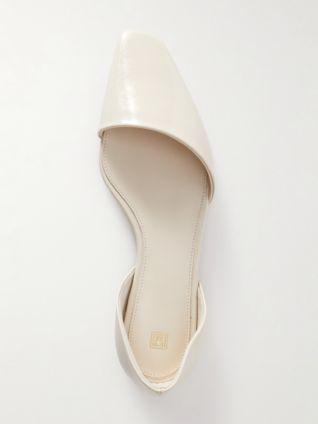 Totême + Net Sustain The Asymmetric D'orsay Leather Point-toe Flats In White