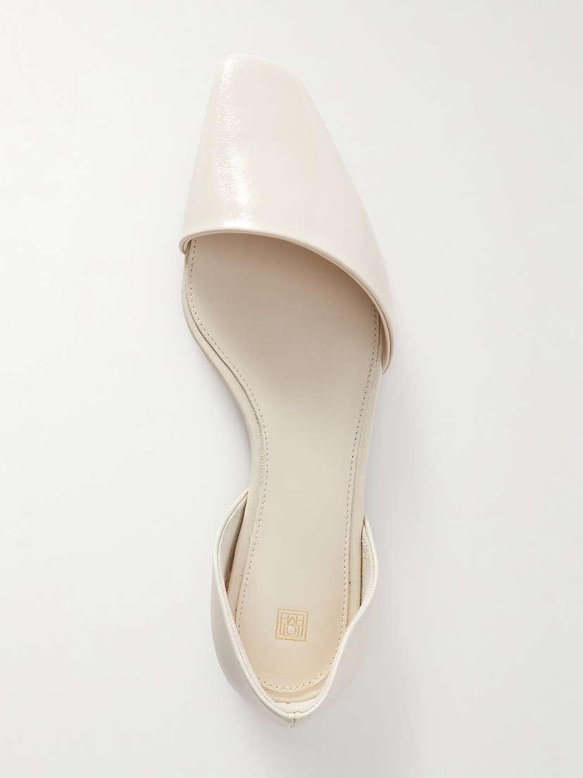 TOTEME + Net Sustain The Asymmetric D'orsay Leather Point-toe Flats