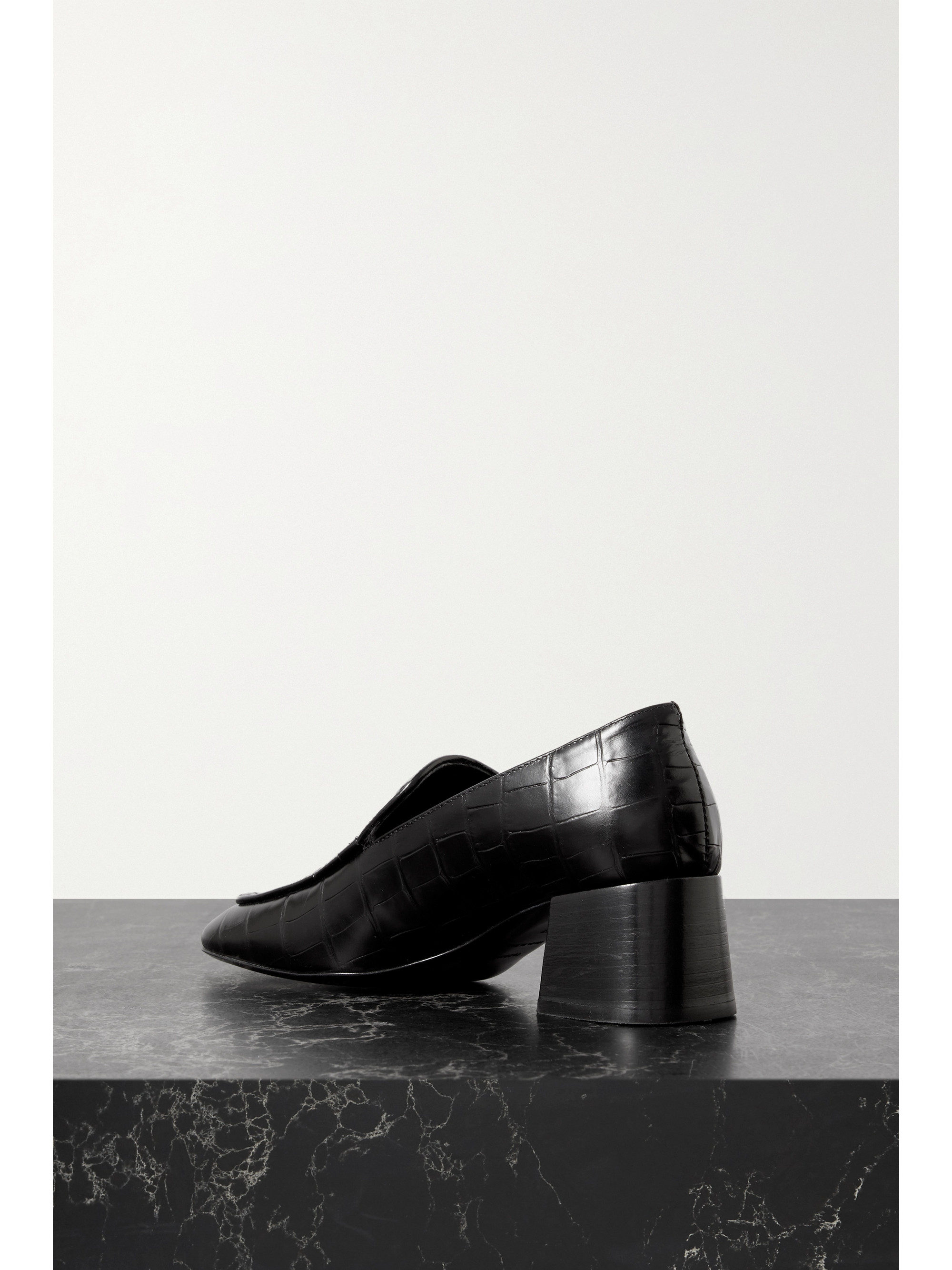 TOTEME + NET SUSTAIN The Block Heel croc-effect leather pumps