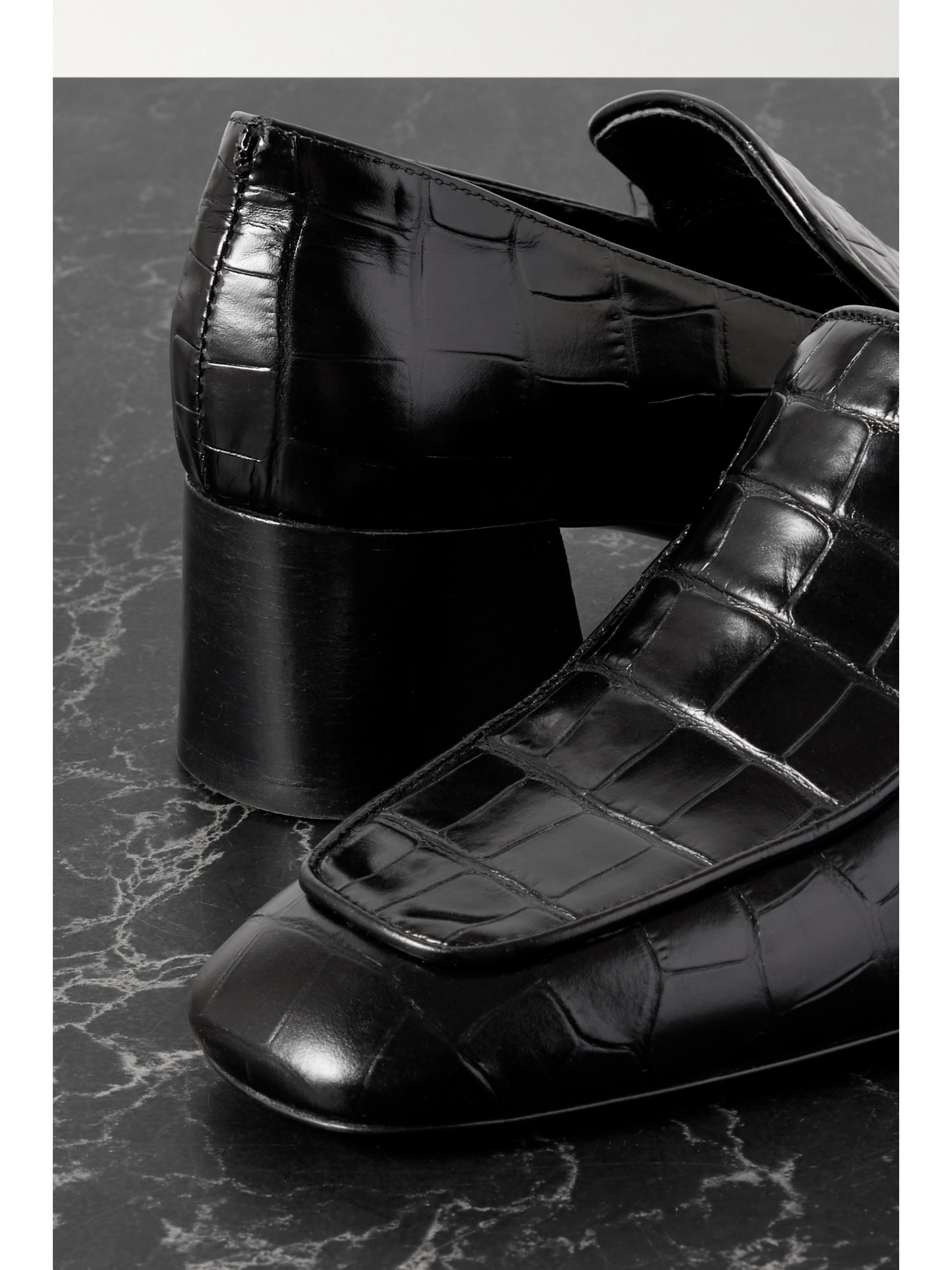 TOTEME + NET SUSTAIN The Block Heel croc-effect leather pumps