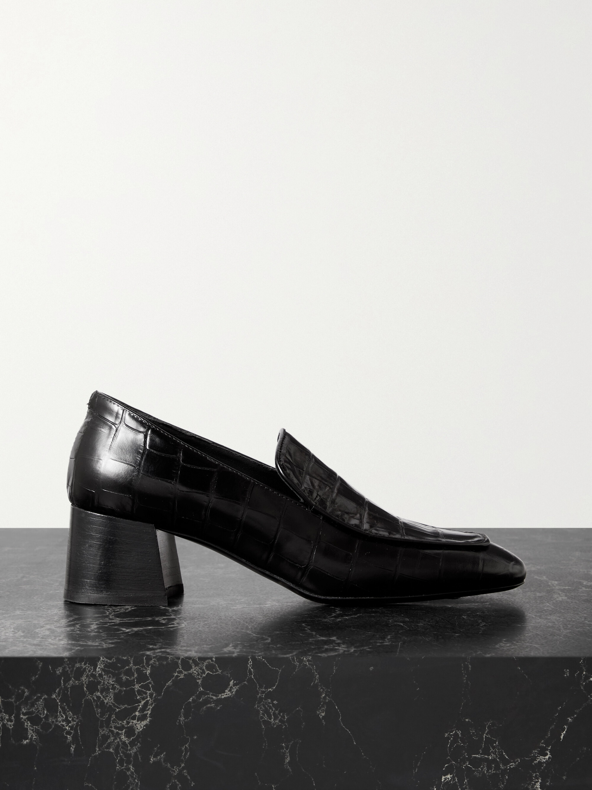 TOTEME + NET SUSTAIN The Block Heel croc-effect leather pumps