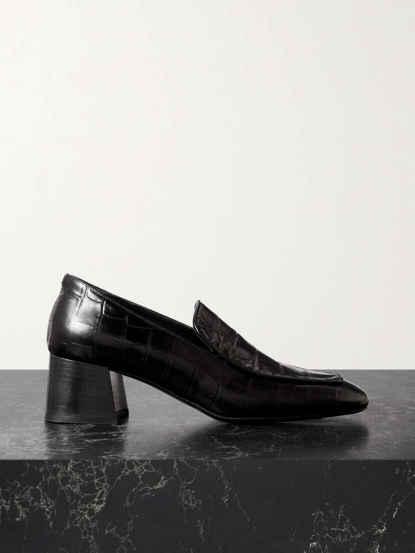 TOTEME + Net Sustain The Block Heel Croc-effect Leather Pumps