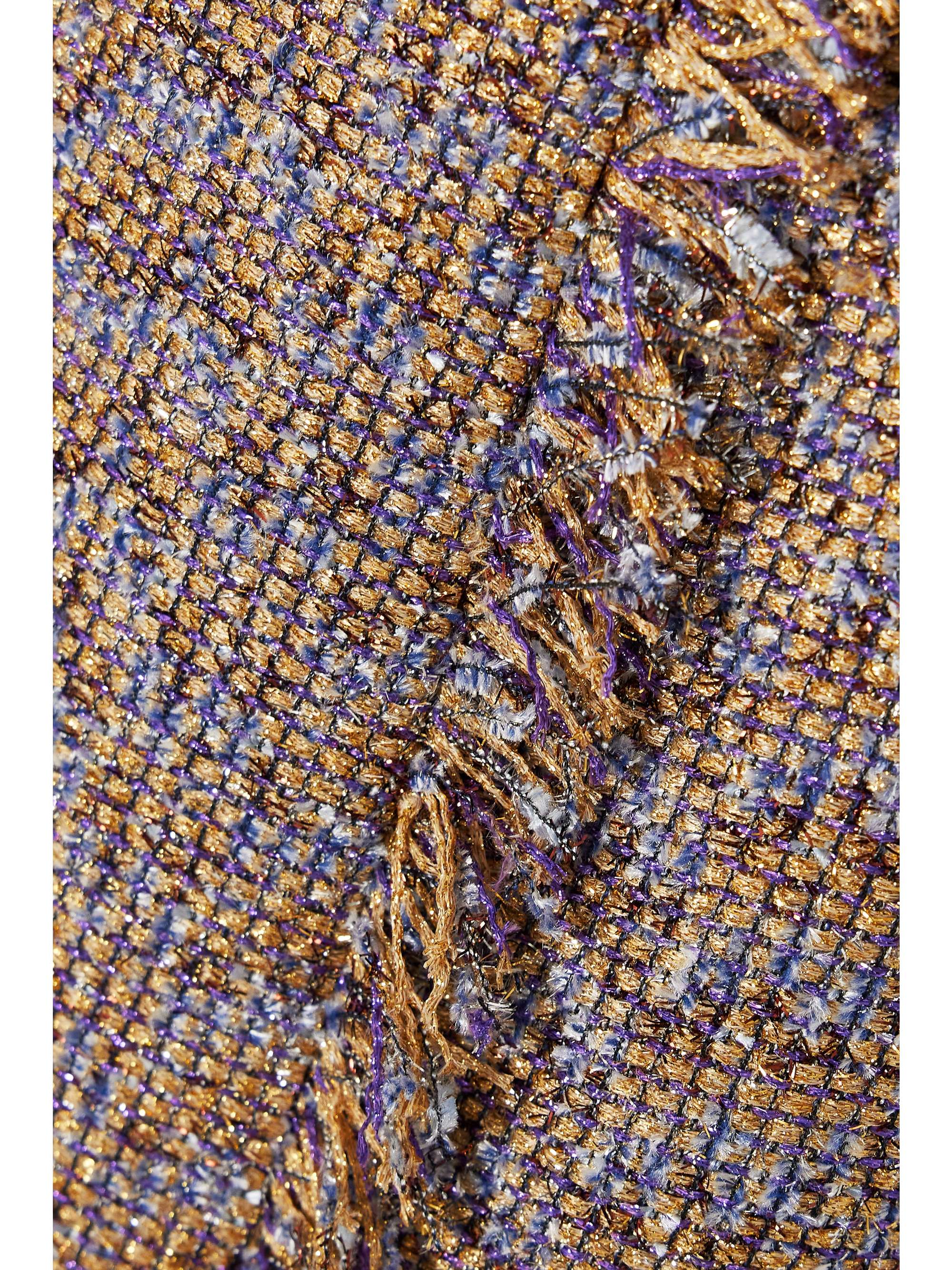 HUISHAN ZHANG Gia frayed metallic tweed midi skirt
