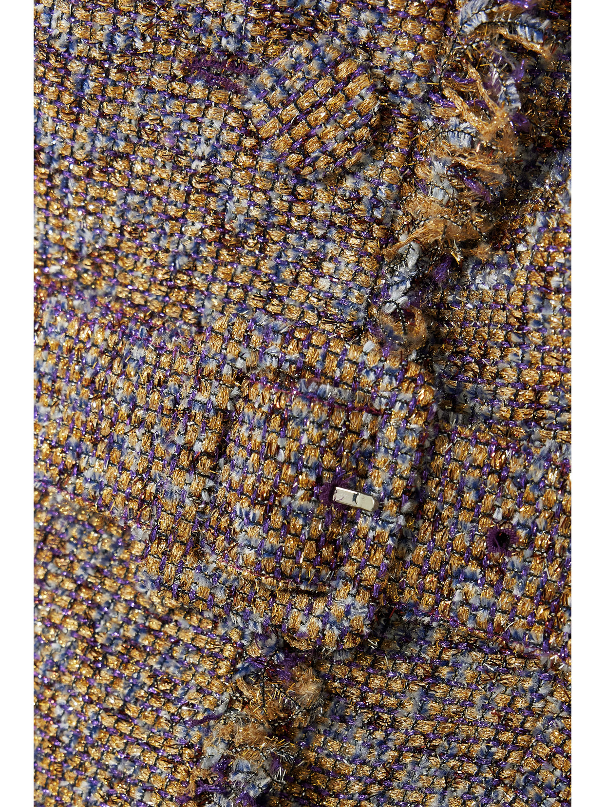 Huishan Zhang Leila Belted Fringed Metallic Tweed Jacket In Purple