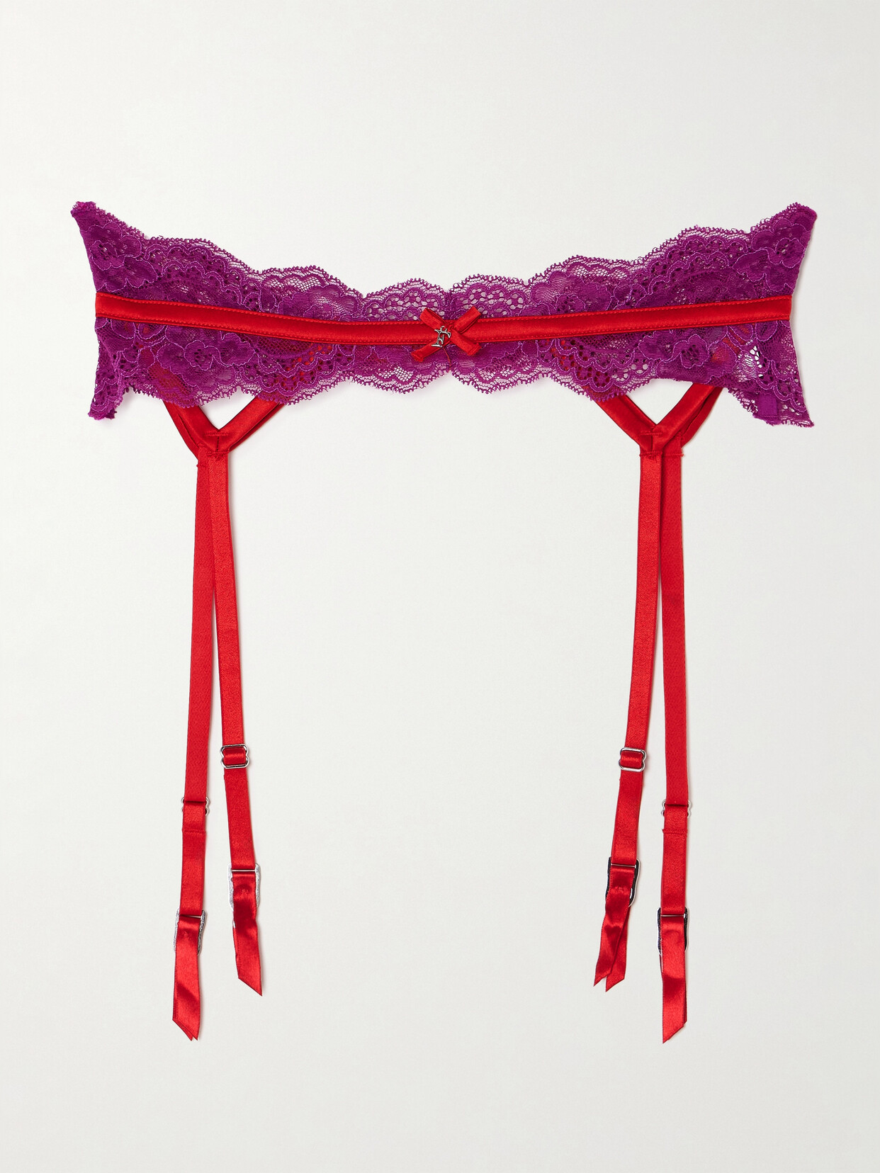 Fleur du Mal Naomi Lace And Stretch-silk Satin Suspender Belt - Pink