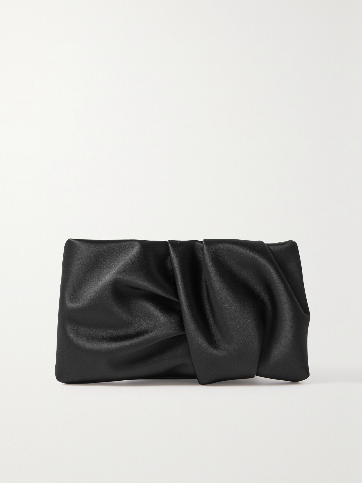 Jimmy Choo Bonny Gathered Satin Clutch In Black