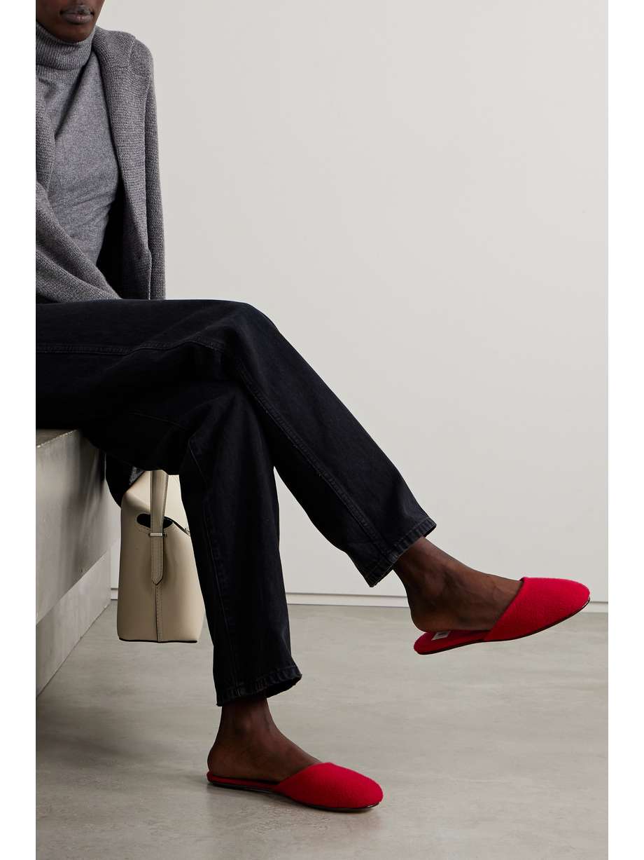 spring 2024 shoe trends  - Chic yet comfortable, LESET's 'Romy' mules are an easy way to inject the season's striking red shade into your outfit. They're made from tactile red fleece and have particularly rounded toes and the slightest heels.