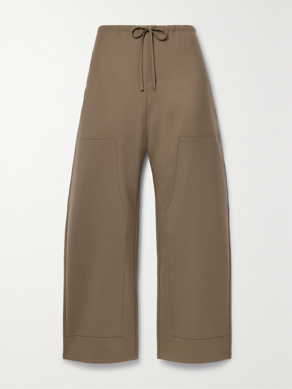 LESET JANE CROPPED WOOL-BLEND TWILL WIDE-LEG PANTS