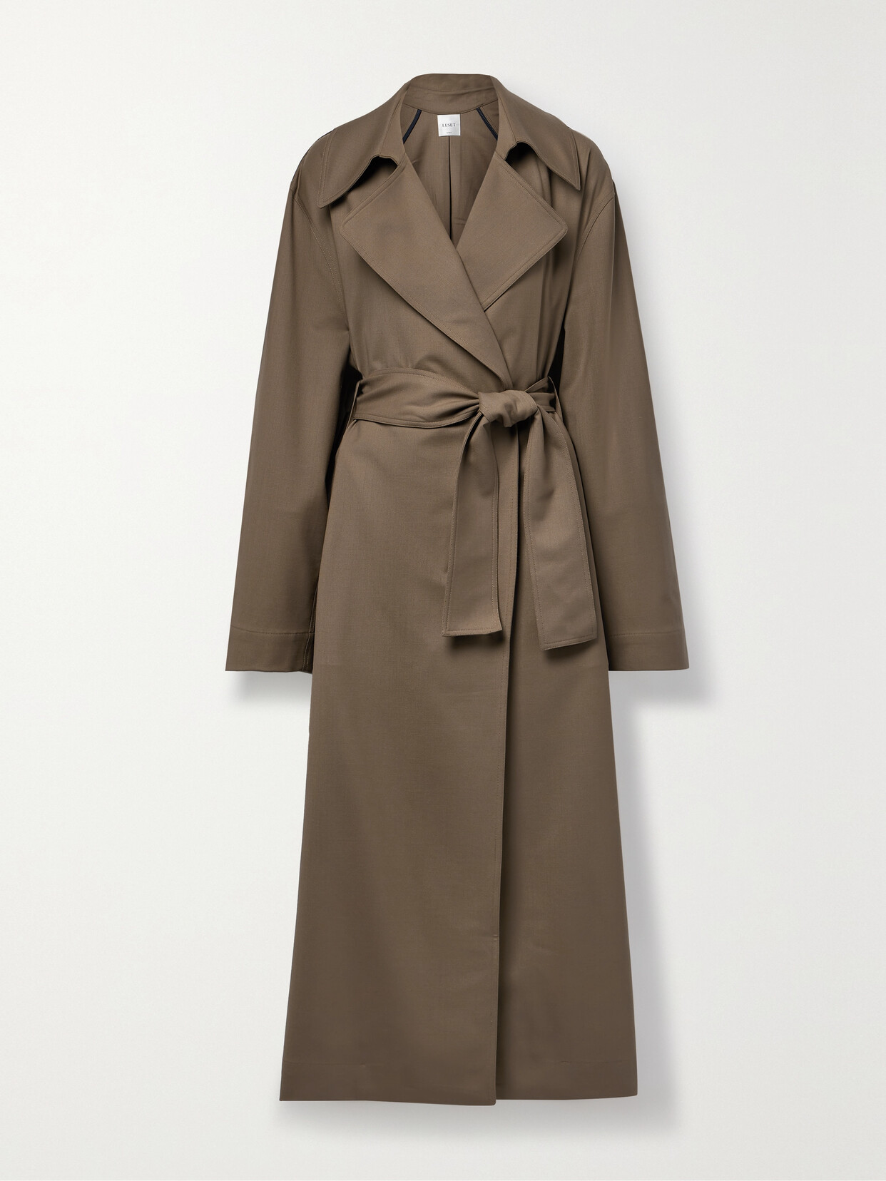 Leset Jane Belted Wool-blend Twill Trench Coat In Brown