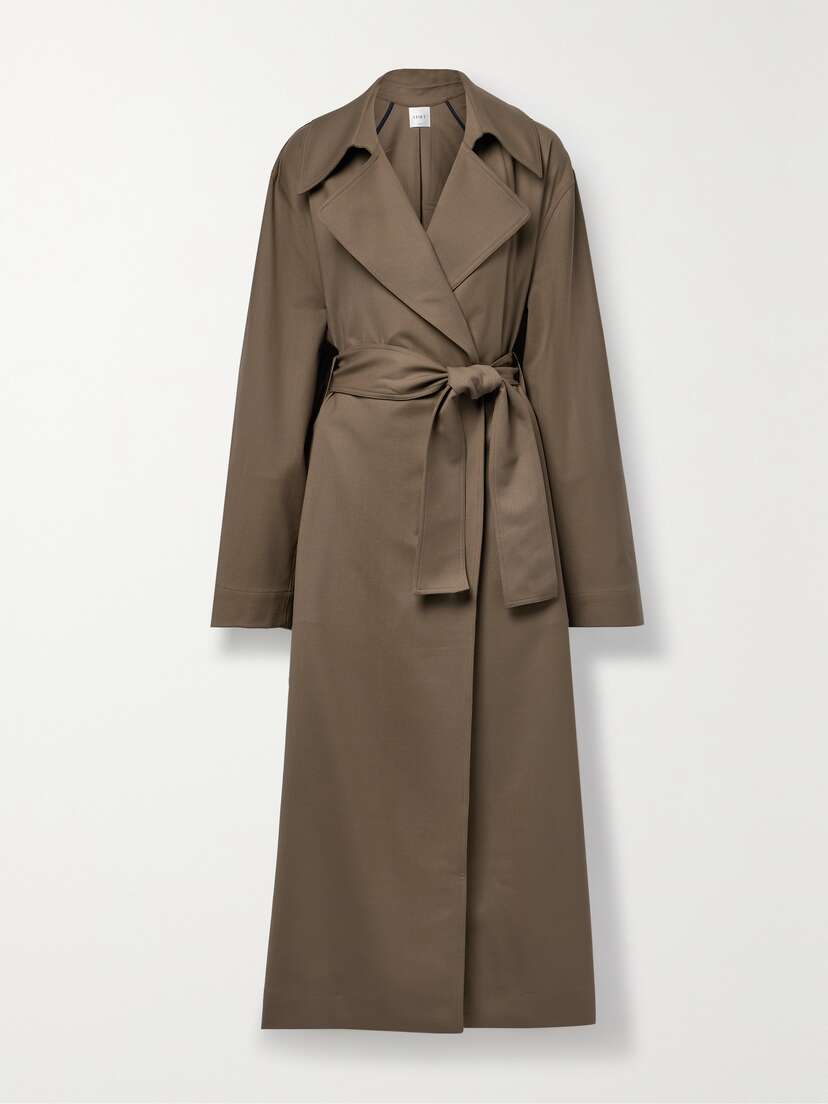 LESET Jane Belted Wool-blend Twill Trench Coat - x large