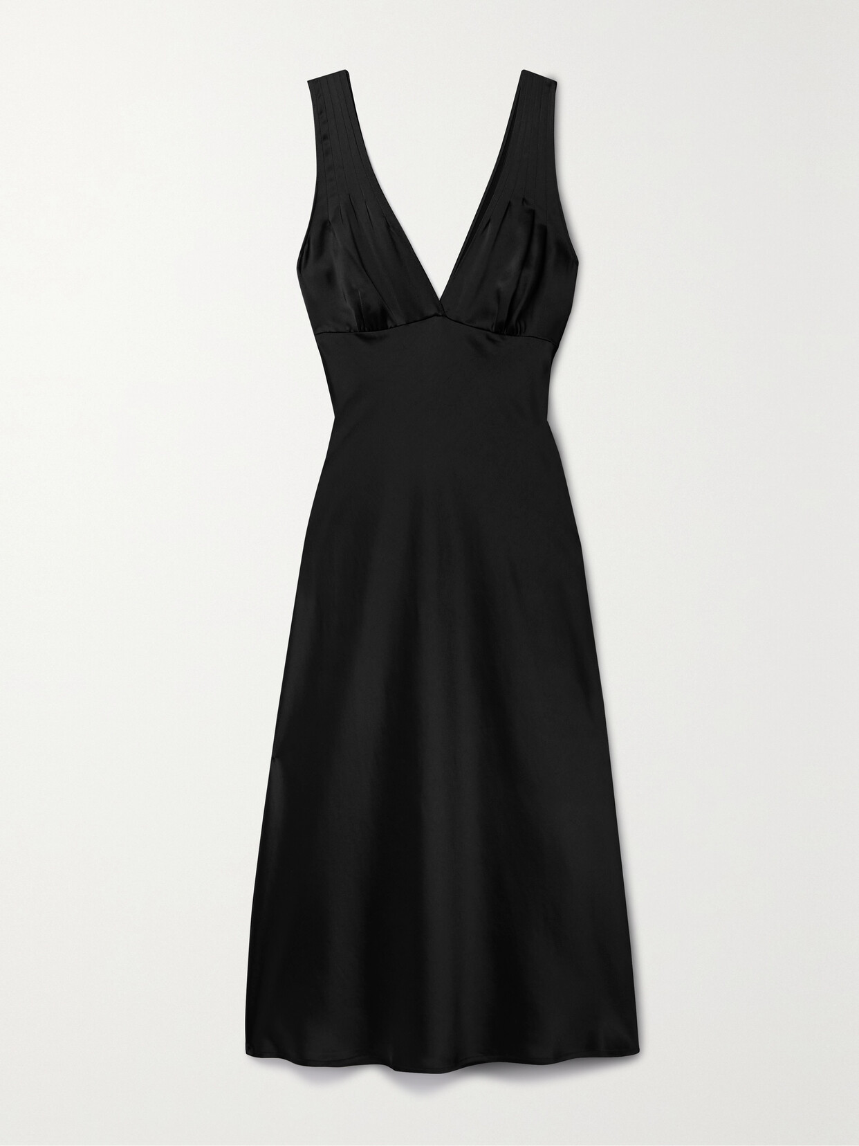 Leset Barb Satin Midi Dress In Black