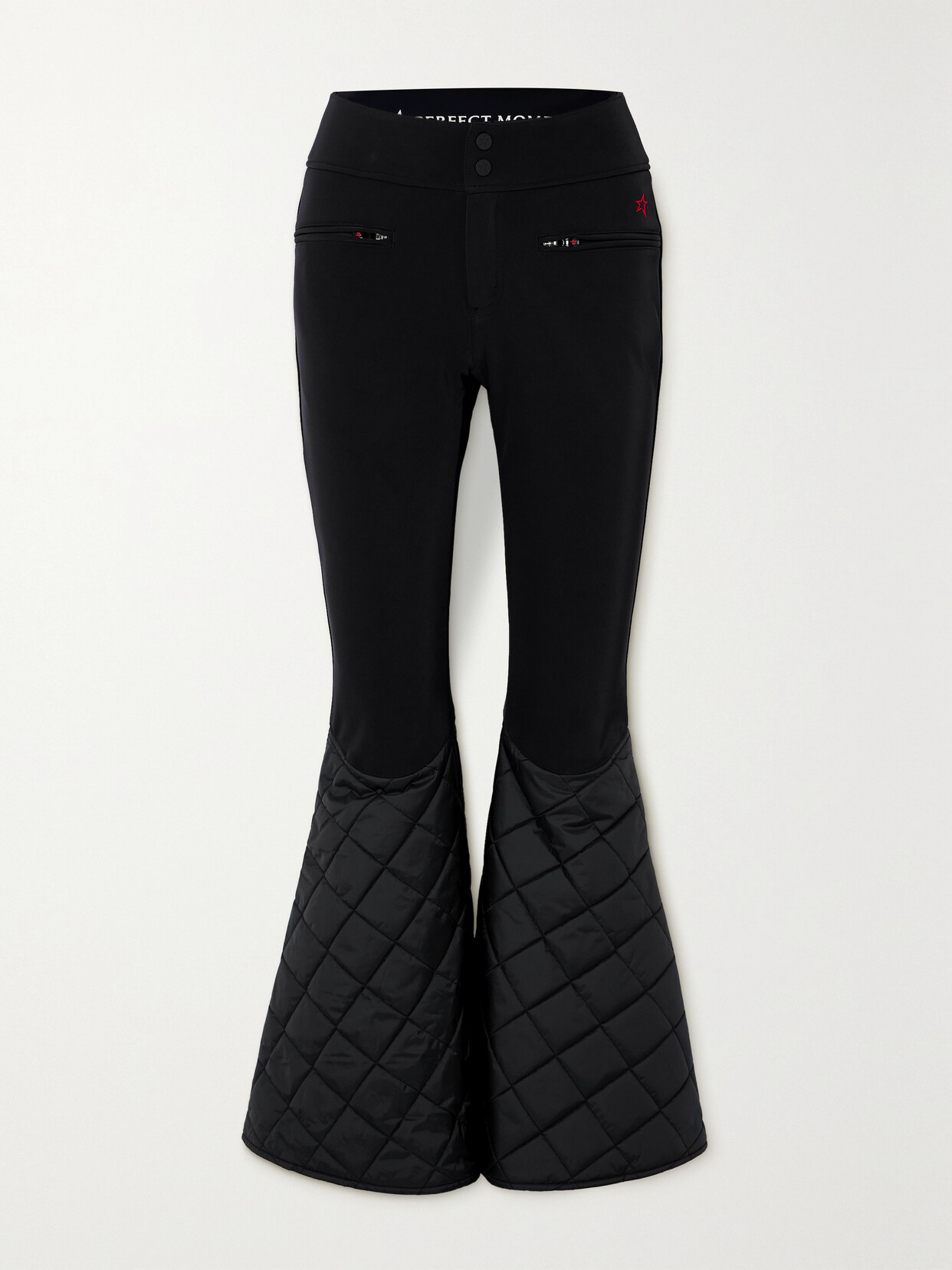 Shop Perfect Moment Cordova Paneled Quilted Flared Ski Pants In Black