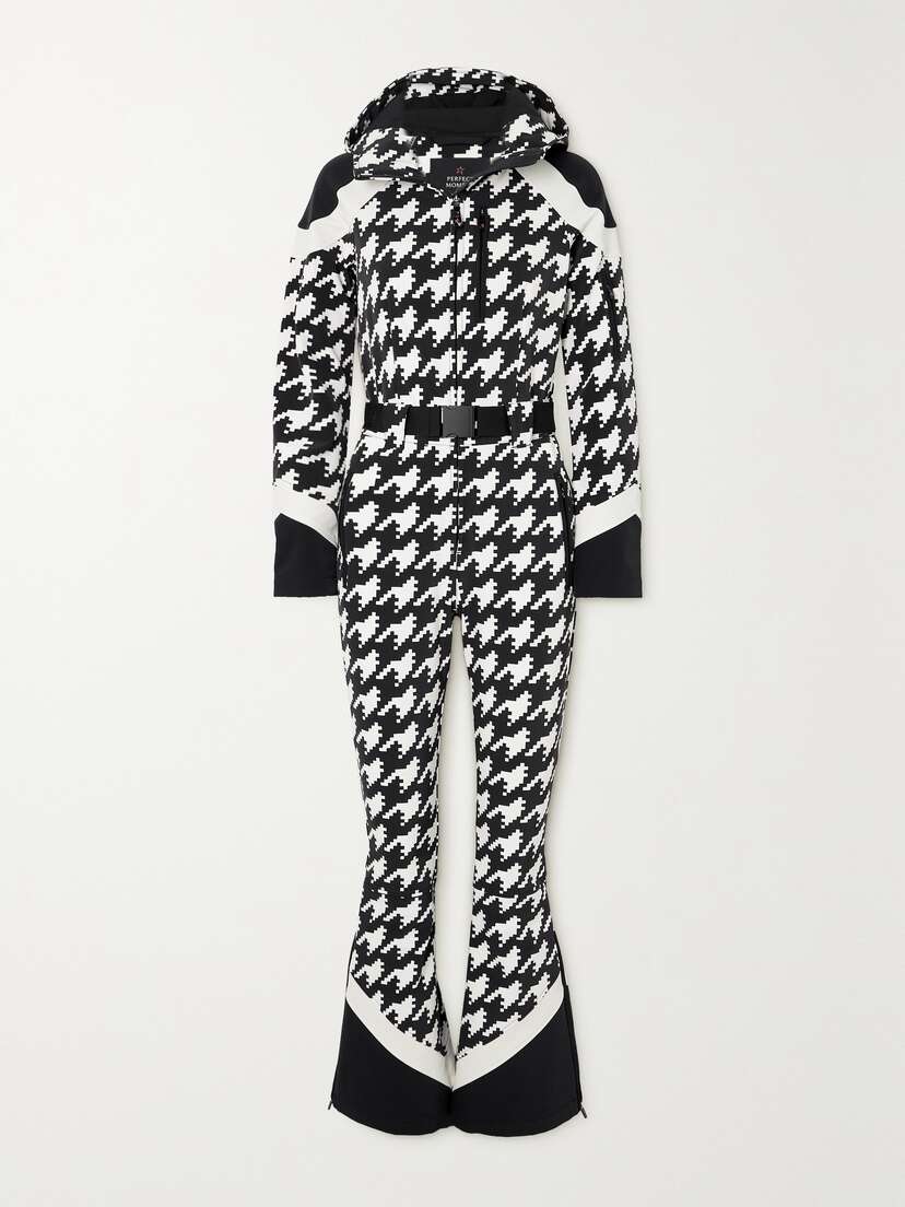 Perfect Moment Allos Belted Houndstooth Hooded Ski Suit