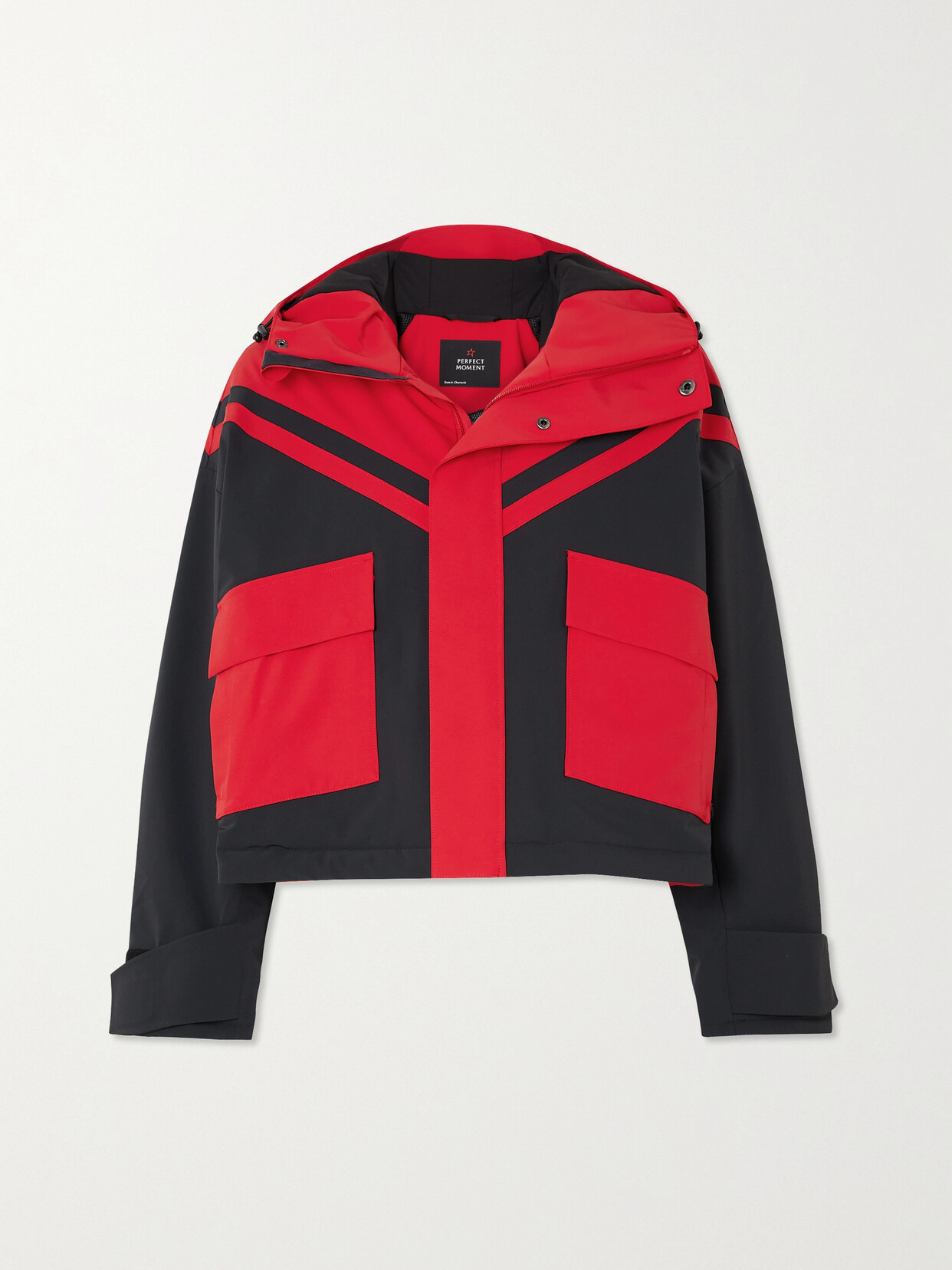 Perfect Moment - Calea Cropped Two-tone Hooded Ski Jacket - Red