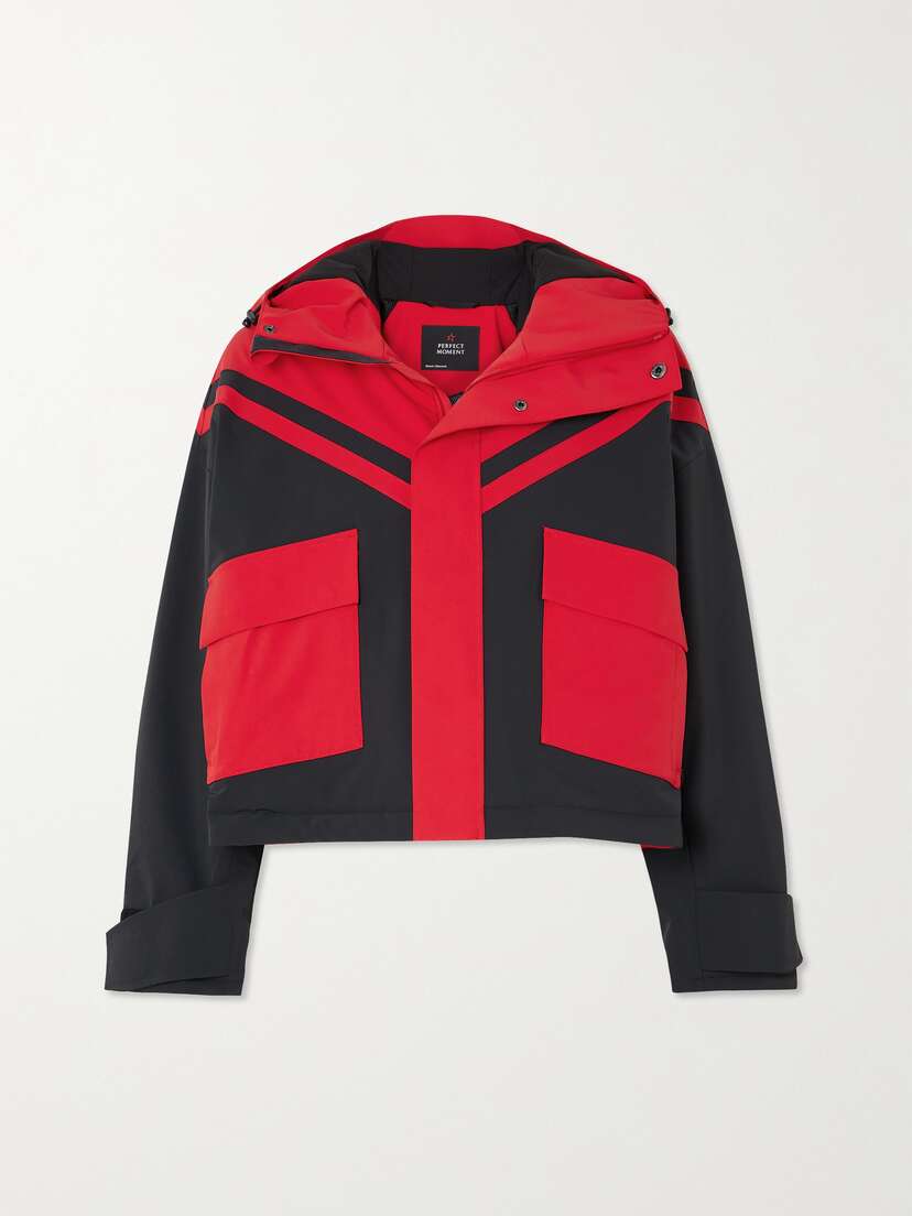Perfect Moment Calea Cropped Two-tone Hooded Ski Jacket