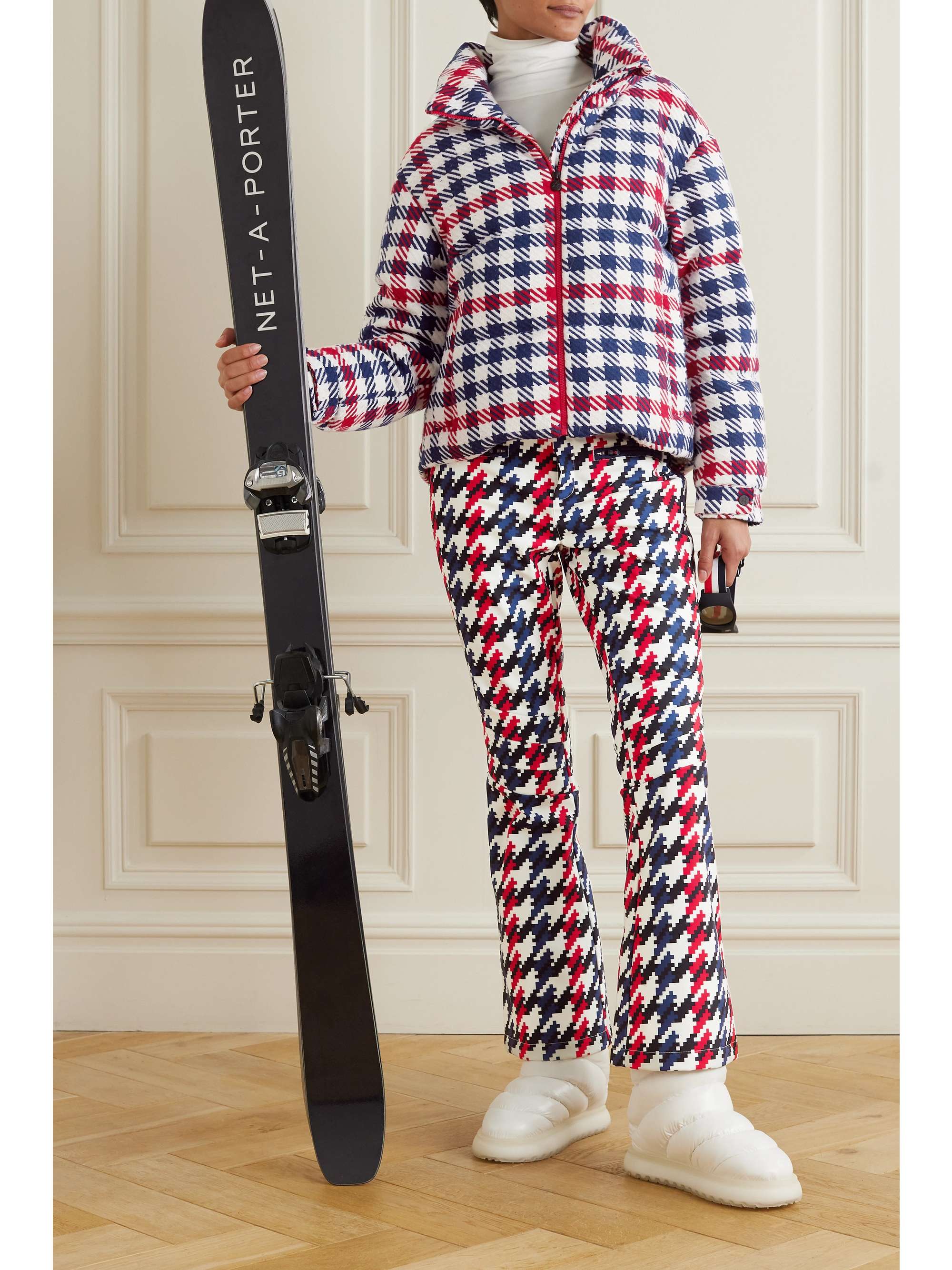 PERFECT MOMENT Houndstooth quilted padded down ski jacket