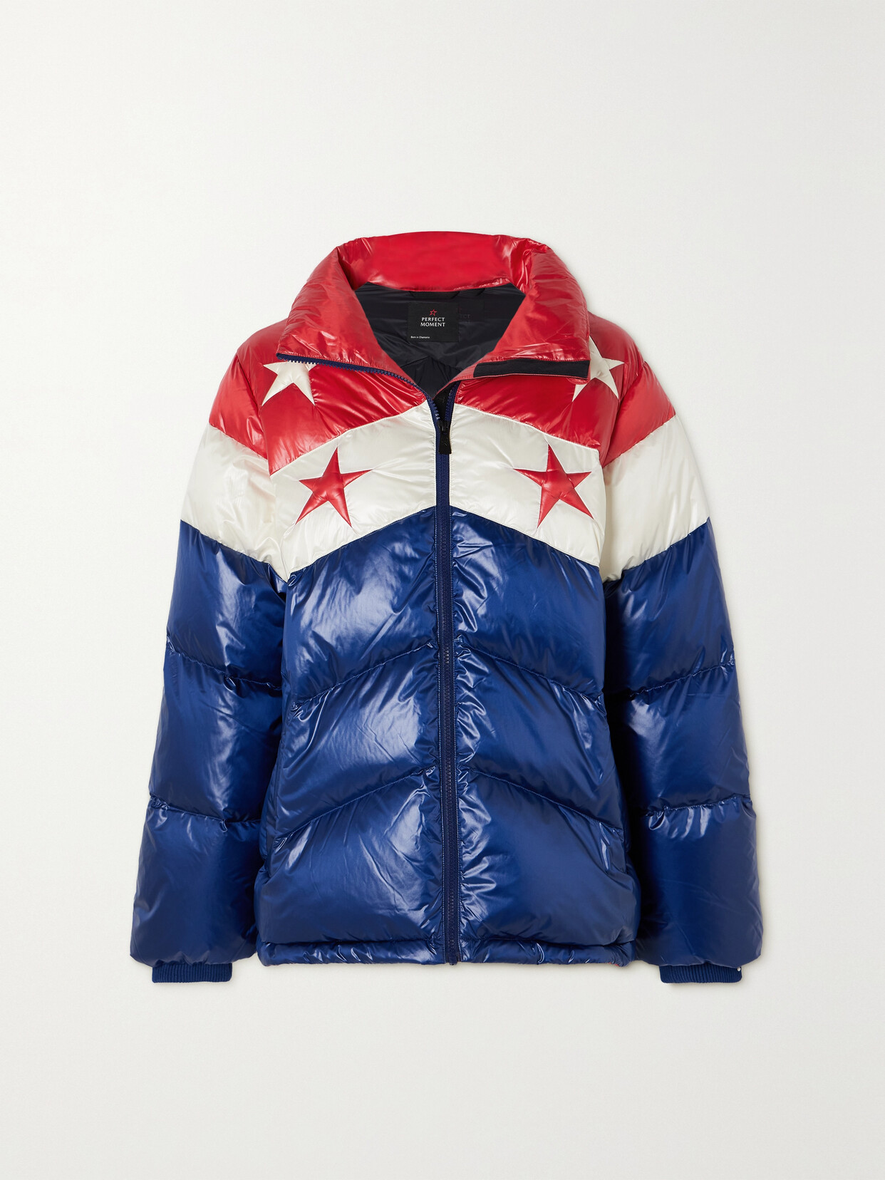 Shop Perfect Moment Stellar Quilted Glossed-shell Down Ski Jacket In Blue