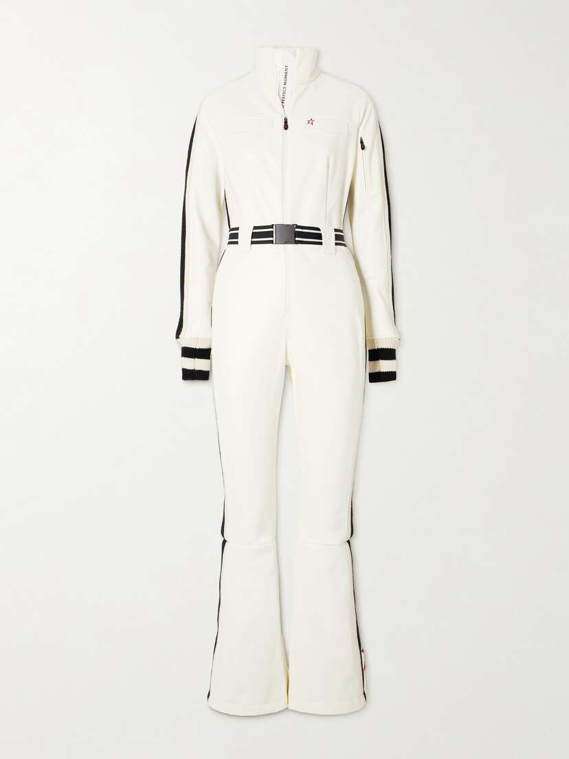 Perfect Moment Crystal Merino Wool-trimmed Faux Leather Ski Suit
