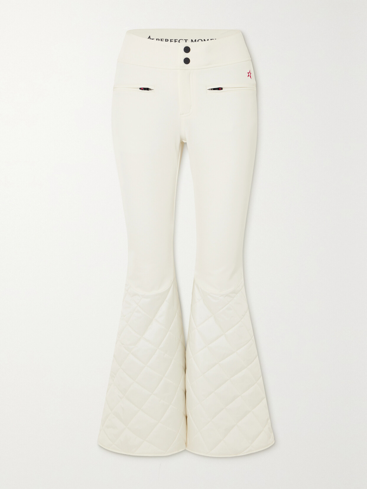 Shop Perfect Moment Cordova Paneled Quilted Flared Ski Pants In White