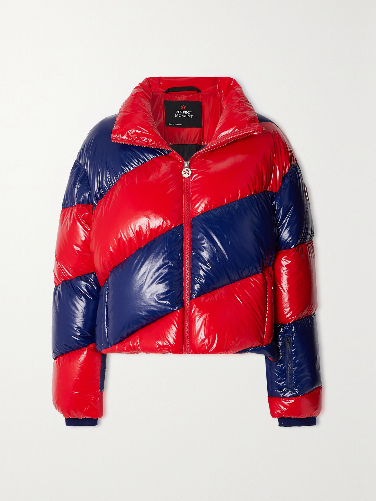 Perfect Moment Super Mojo Striped Quilted Glossed Down Jacket - Red