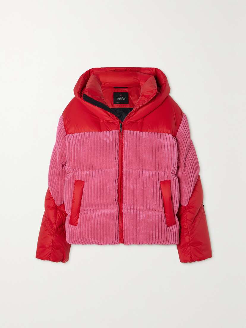 Perfect Moment Zao Quilted Terry-paneled Down Hooded Ski Jacket