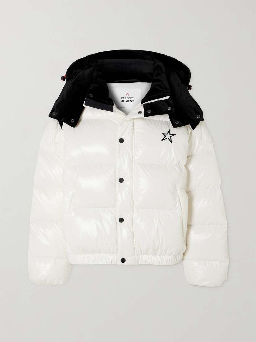 Perfect Moment Moment Ii Velvet-trimmed Hooded Quilted Down Ski Jacket