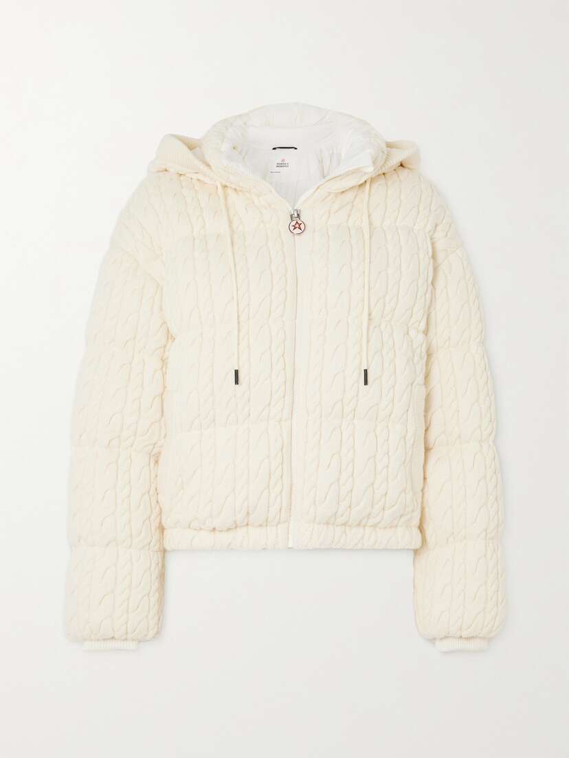 Perfect Moment Kate Hooded Cable-knit Merino Wool Down Ski Jacket