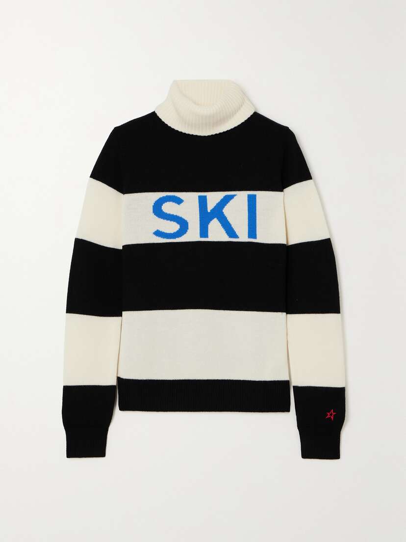 Perfect Moment Striped Intarsia Merino Wool Turtleneck Sweater